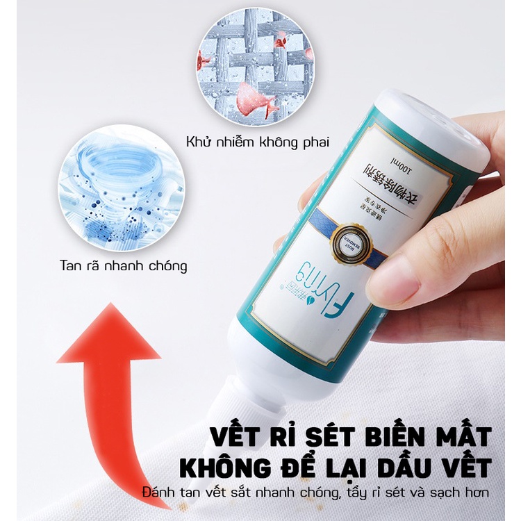 Dung Dịch Tẩy Vết Rỉ Sét Nhanh Chóng Trên Vải, Quần Áo Cao Cấp Flyng 100ml MARRYSTORE