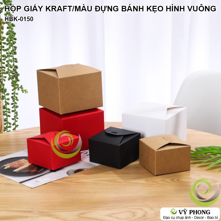 HỘP GIẤY KRAFT / MÀU ĐỰNG BÁNH KẸO ĐỰNG QUÀ TẶNG COOKIE HÌNH VUÔNG NẮP GẤP HBK-0150