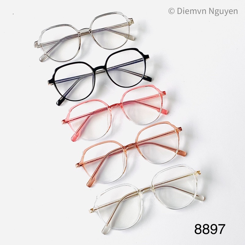 8897 Gọng kính cận lục giác Vạt đầu màu siêu xinh cho cả nam và nữ, cốt kim loại cứng cáp, bền