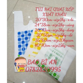 1kg Túi xốp 2 quai xuất khẩu, bọc xốp siêu thị đóng hàng