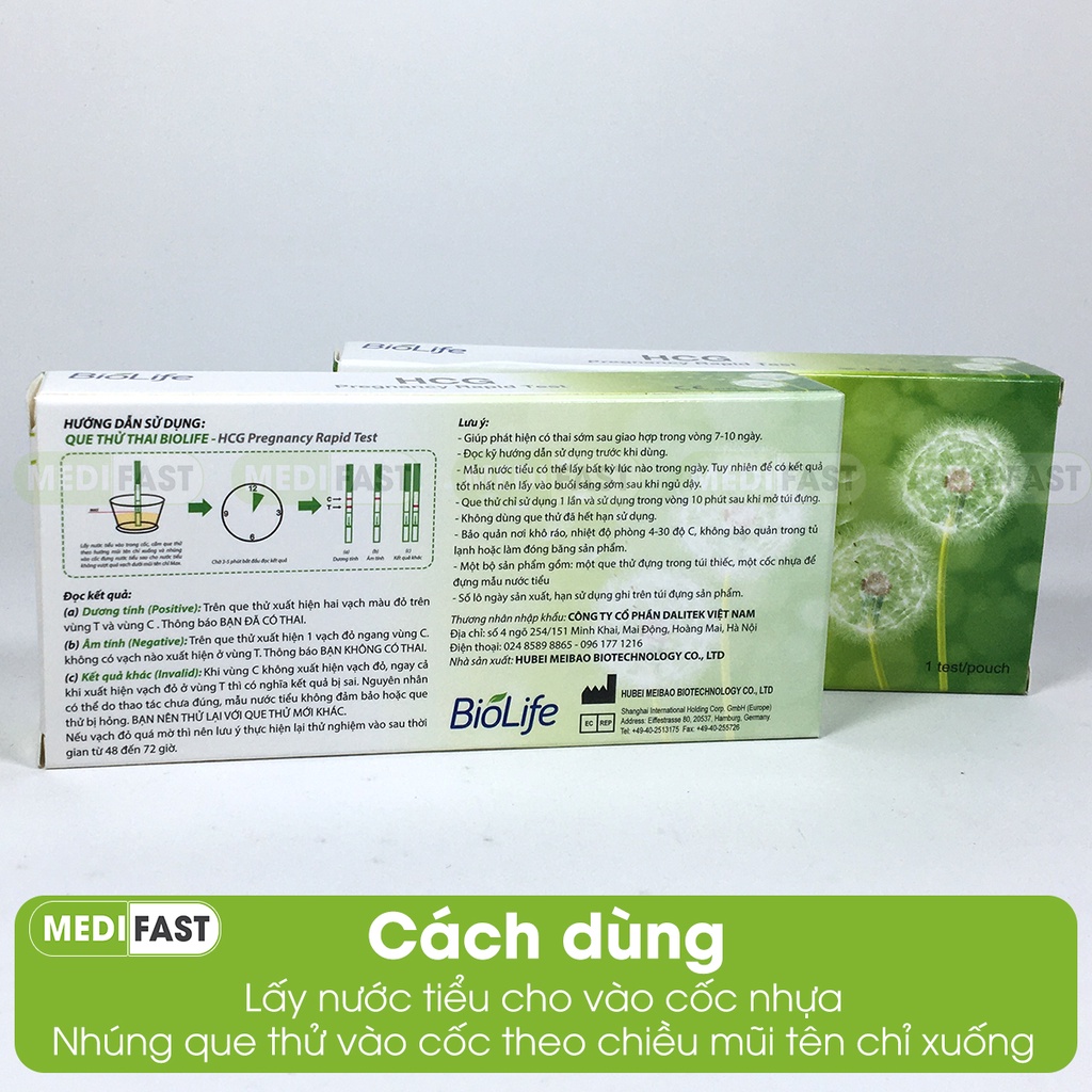 Que thử thai HCG Biolife - test thai nhanh, chính xác, giao hàng kín đáo, che tên