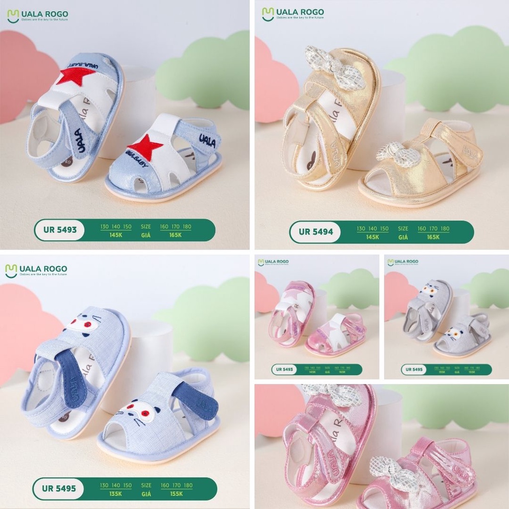 Full Giày tập đi Uala Rogo Hình con vật dễ thương đế cao su chống trượt cho bé dưới 3 tuổi đủ màu - Mebistore