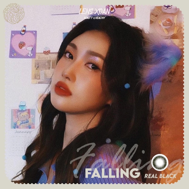 KÍNH ÁP TRÒNG FALLING REAL BLACK ( Đen thuần trong vắt)