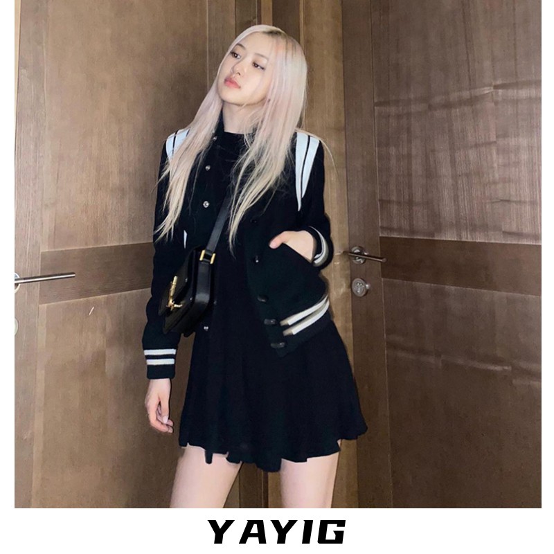 Blackpink Rose Áo Khoác Bóng Chày Thời Trang Vintage Cho Nữ