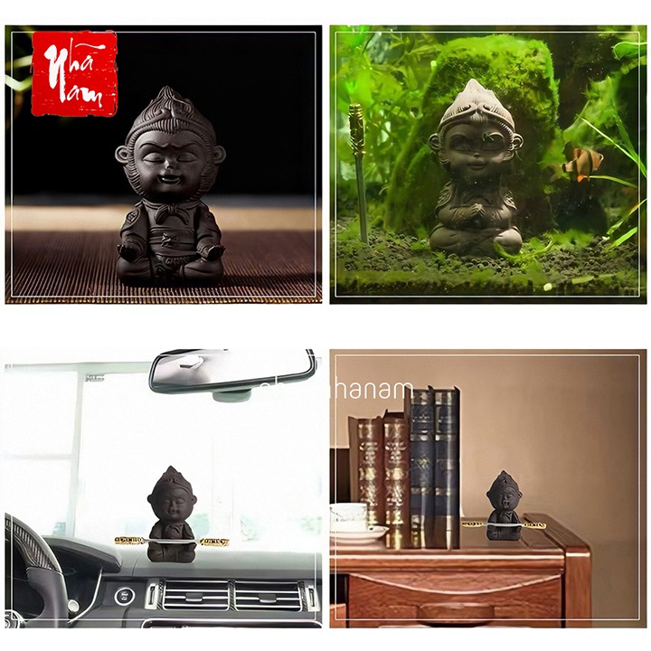 Tượng Tôn ngộ không gốm sứ Tề thiên đại thánh trang trí bể cá ô tô shop nhã nam