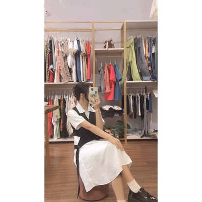 Set Váy Sơ Mi Kèm Gile Chất Liệu Đũi Xưởng_ROSYHANA_CÓ ĐÁNG GIÁ VÀ VIDEO