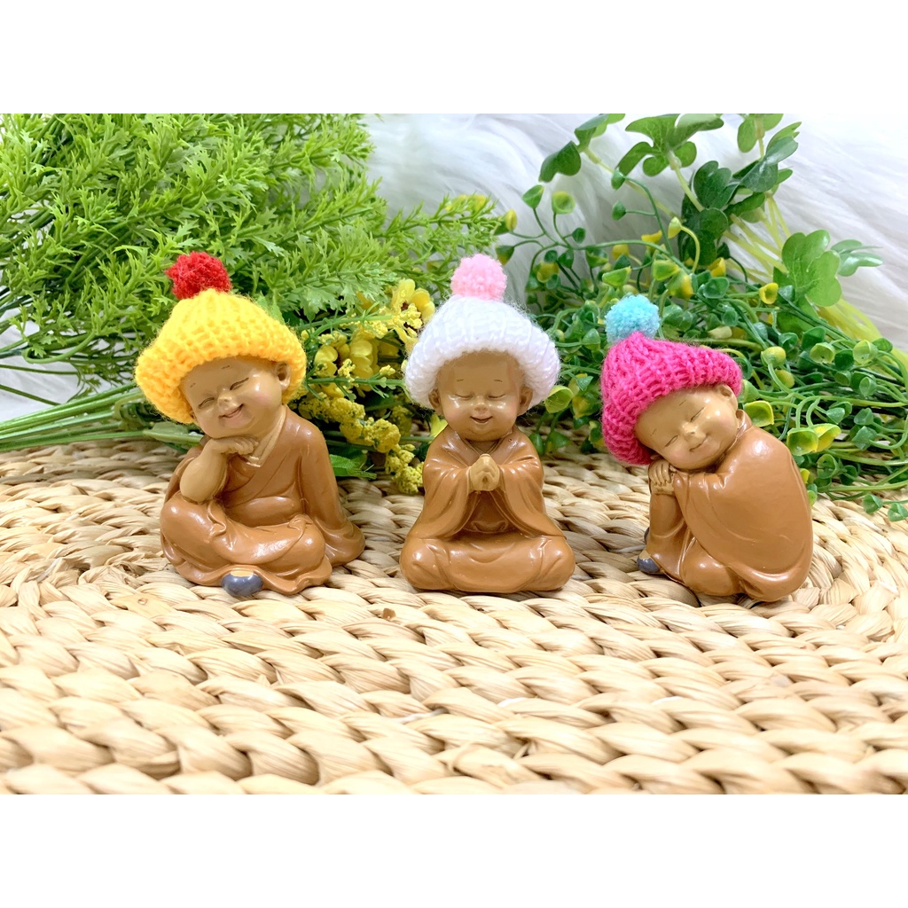 Bộ 3 Chú Tiểu Ấn Độ Hoan Hỉ Tài Lộc Nón Len ( Hình Thật + Video Thật )