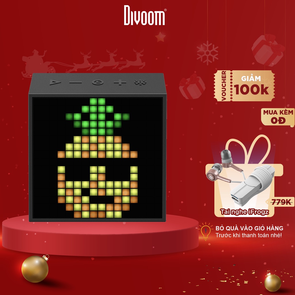 Loa bluetooth thông minh Divoom Timebox-Evo, màn hình LED 256 Full RGB, đồng hồ báo thức, ghi âm