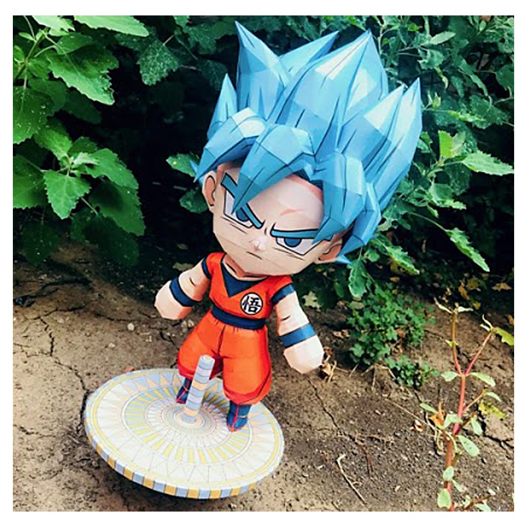 Mô hình giấy Anime Game Dragon Ball Chibi Goku SSJ Blue