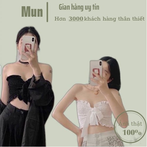 [ BAO GIÁ SHOPEE ] Áo Ống Nhún Cột Nơ Phía Trước Siêu Xinh - Áo Croptop