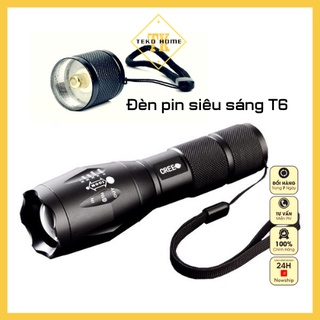 Đèn pin siêu sáng T6 cầm tay hợp kim chống nước pin có thể sạc lại - Full box