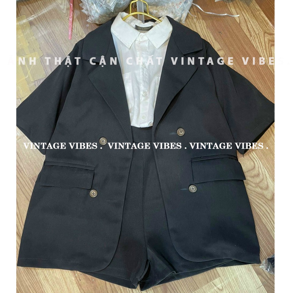Set áo blazer vest tay lỡ kèm quần short - Ảnh thật cận chất 1000% | BigBuy360 - bigbuy360.vn