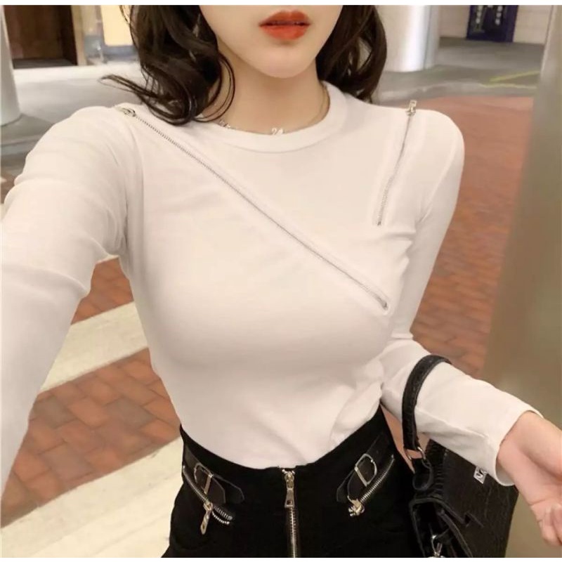 |ORDER TAOBAO| Áo thun ôm có khóa kéo sexy