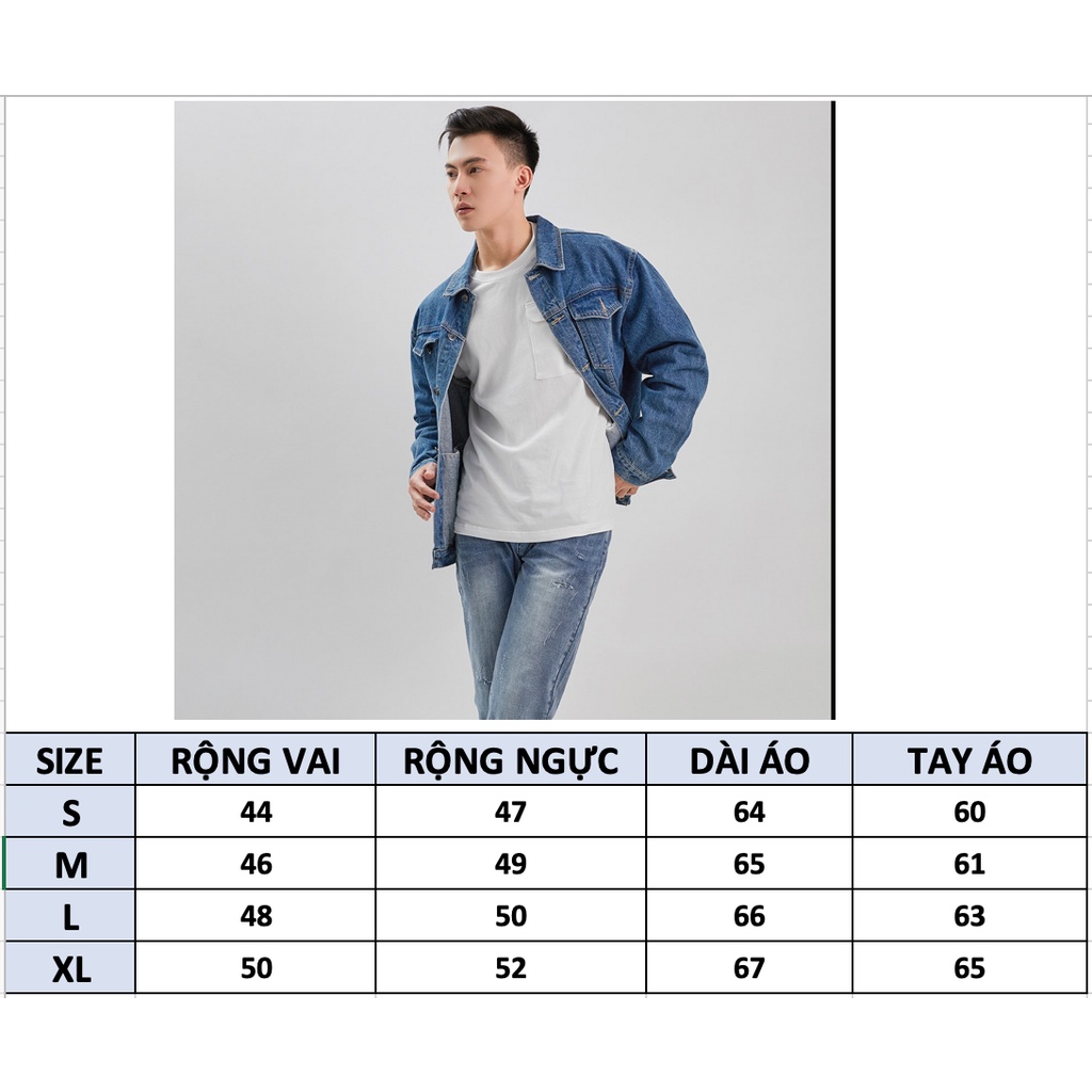 Áo khoác jean, áo bò basic dài tay, denim jacket  thời trang năng động trẻ trung VNLINE - AJZR9312