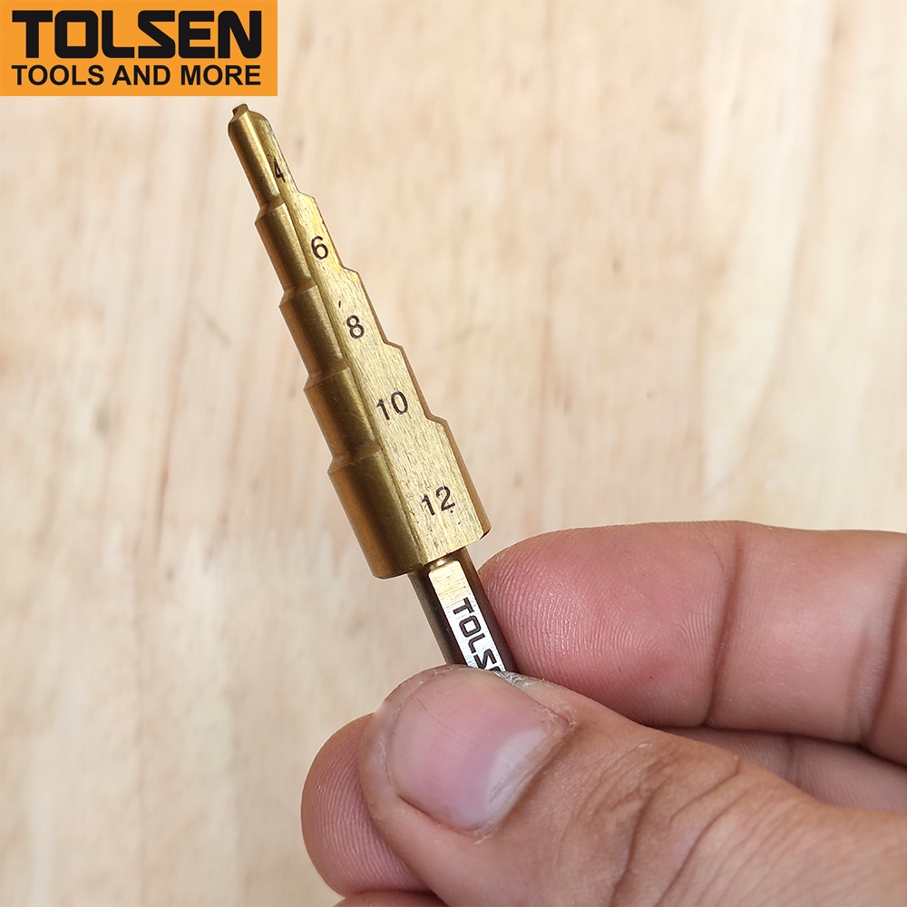 Mũi khoan tháp từng bước 4mm tới 12mm TOLSEN HSS Titanium 75871