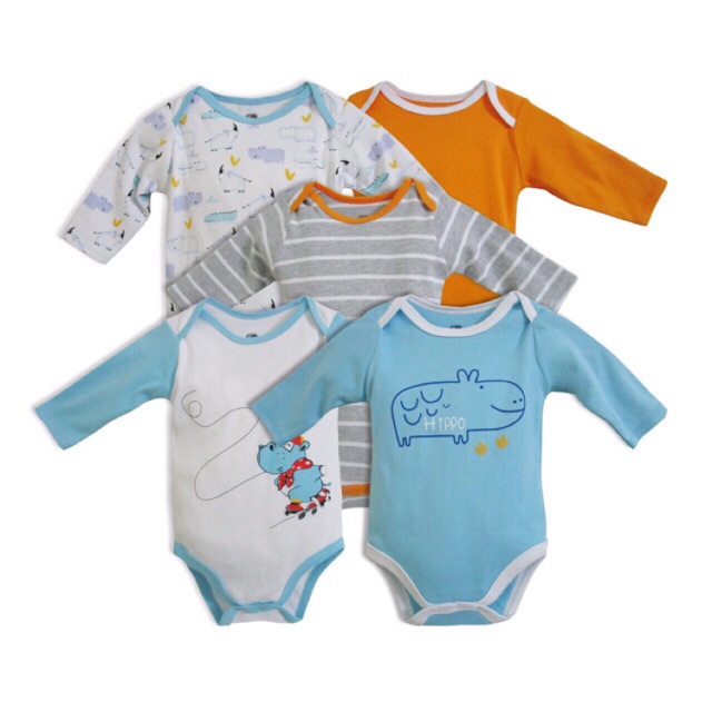 Set 5 body dài tay xuất mỹ cho bé trai và gái từ 0-12 tháng tuổi