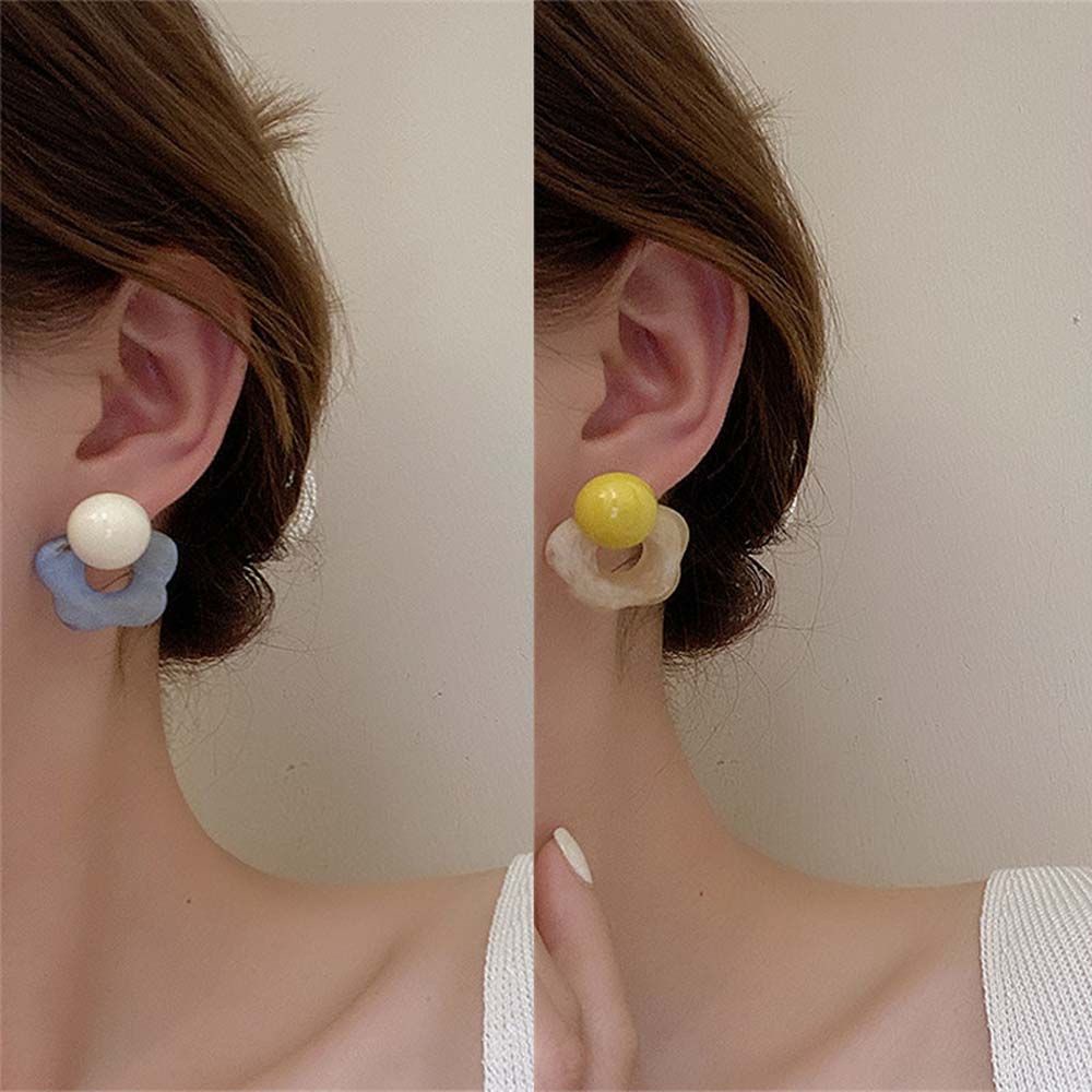 Khuyên tai dạng hạt tròn họa tiết hoa thời trang Hàn Quốc sành điệu cho nữ