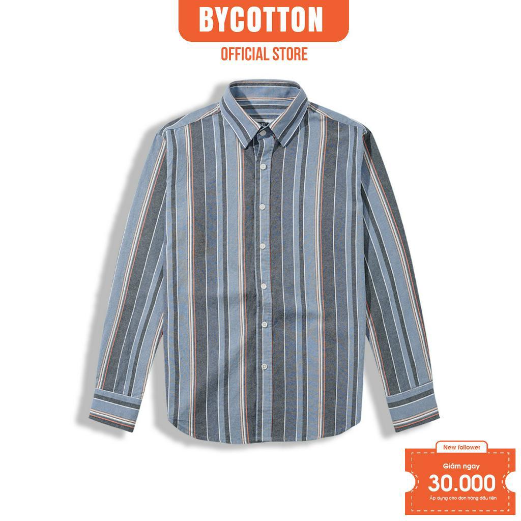 Áo Sơ Mi Nam Dài Tay Phối Sọc BY COTTON Big Blue Stripes Oxford 1022