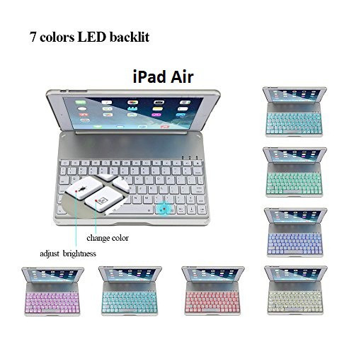 Bao da kiêm bàn phím bluetooth cho iPad Air (Bạc) tặng cáp sạc iPhone