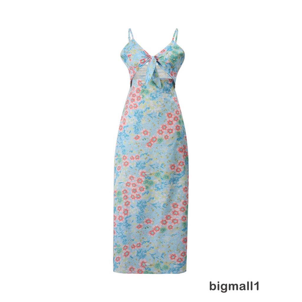 Đầm không tay Cổ Chữ V Xẻ Sâu In Hoa Thời Trang Gợi Cảm