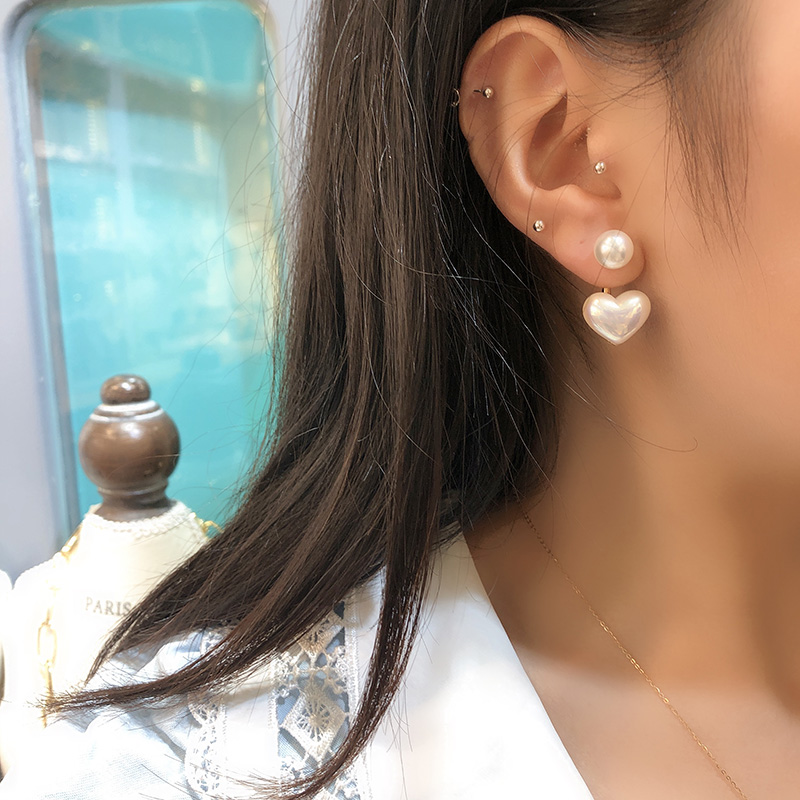 Magic789 Elegant Heart Pearl Stud Earrings Women Fashion Ear Jewelry