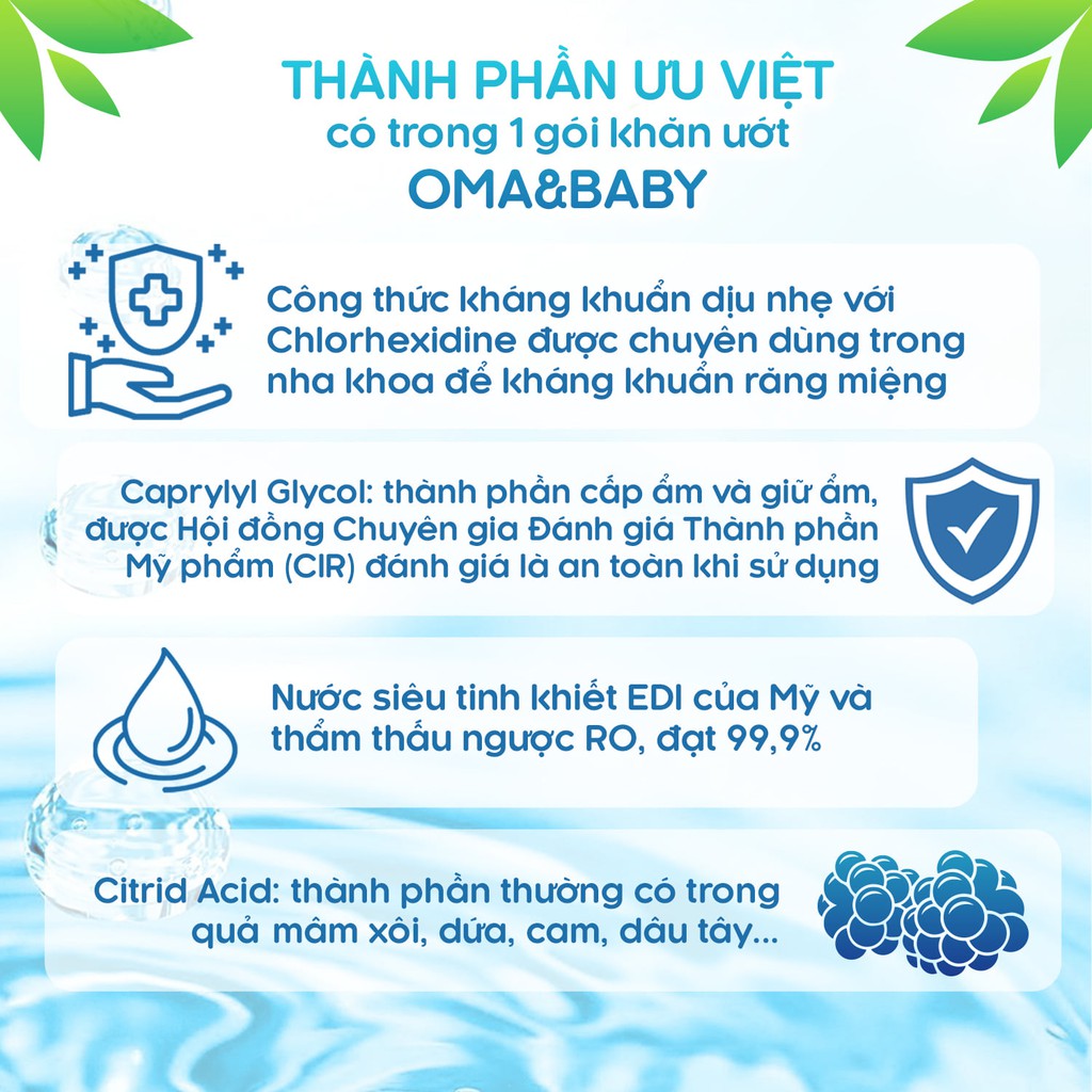 [Q.7] KHĂN ƯỚT KHÔNG MÙI DÀNH CHO BÉ OMA &amp; BABY