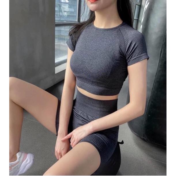 Hot <3 . ⚡ SALE | Xả Kho | Bộ Short Big Size Tập Thể Thao, Gym , Yoga Dệt Kim Lượn Sóng Quần Đùi Tay Ngắn Số 1 . . . ‣