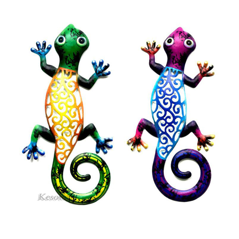 [KESOTO1]2xWall Hanging Gecko Artworkd Decorative Lizard Outdoor Garden Decor  Blue