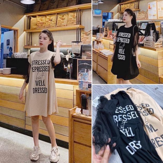 Váy Suông Chữ Phối Tay Ren