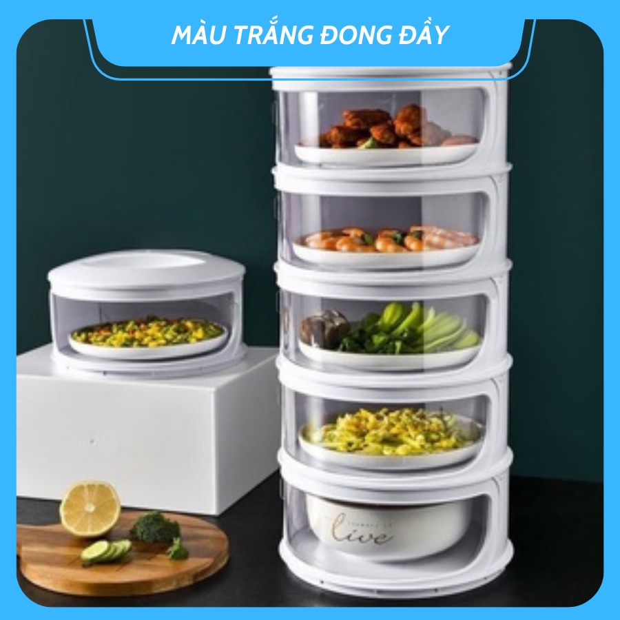Lồng bàn giữ nhiệt,5 tầng tránh côn trùng ruồi muỗi dê lăp ghép