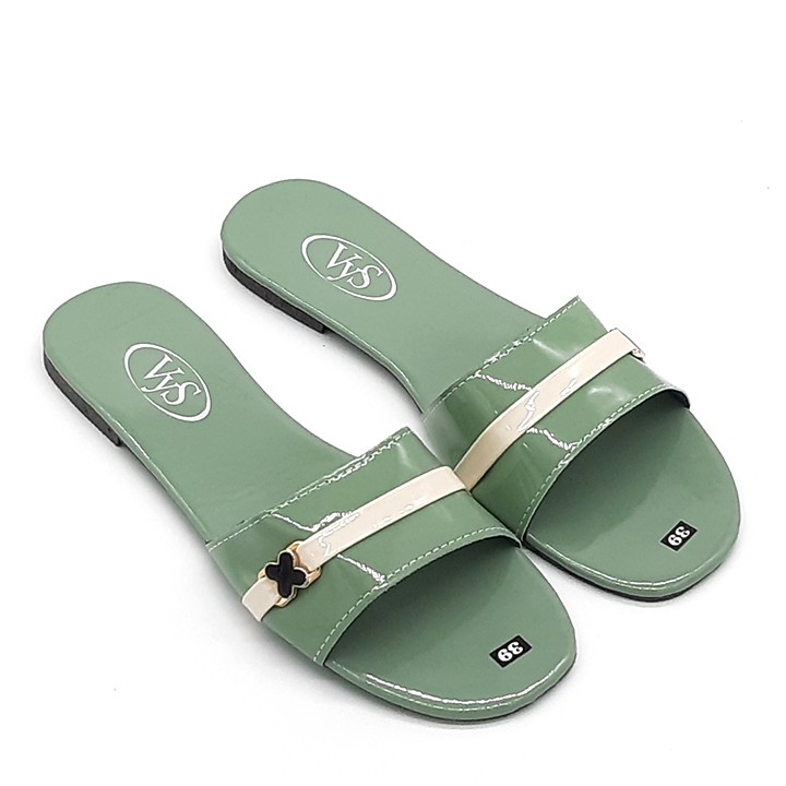 Dép lê bệt nữ quai ngang hoạ tiết logo khoá thời trang VYS TA6421 (Nhiều màu)