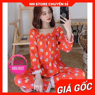 Đồ bộ nữ mặc nhà phối bèo chất kate lụa mềm mịn in hình hoạt hình dễ thương BLH02