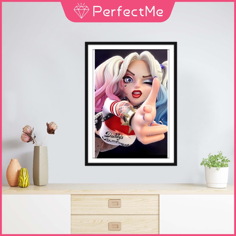 Bộ tranh đính đá 5D tự làm hình cô gái Harley quinn kích thước 30x40cm