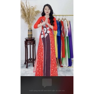siêu sale  flash sale áo dài may sẵn đỏ điệu mới 100%