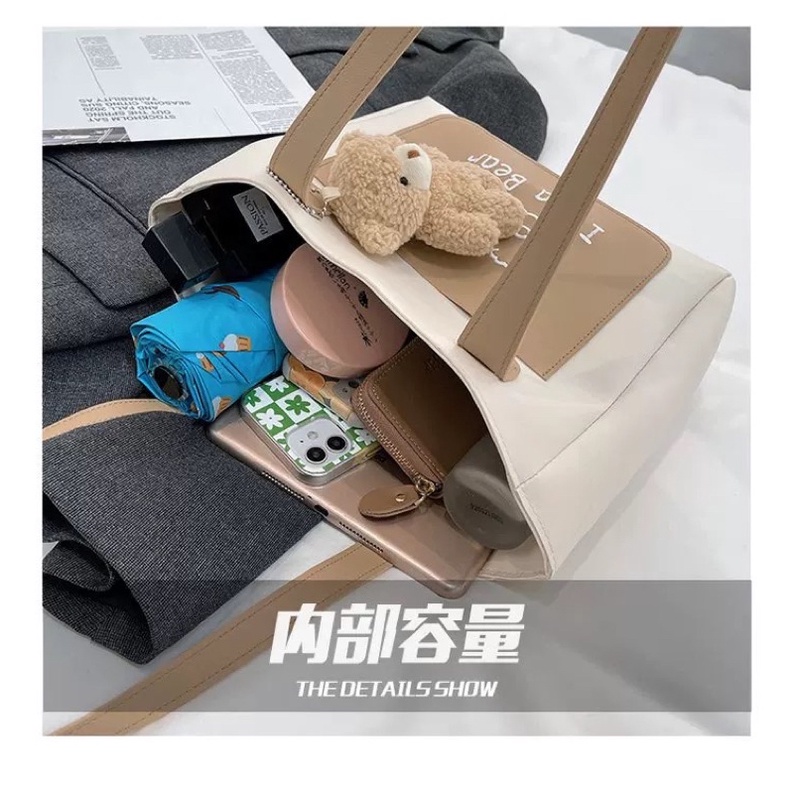 Túi đeo vai da mềm I'm a bear tặng kèm gấu