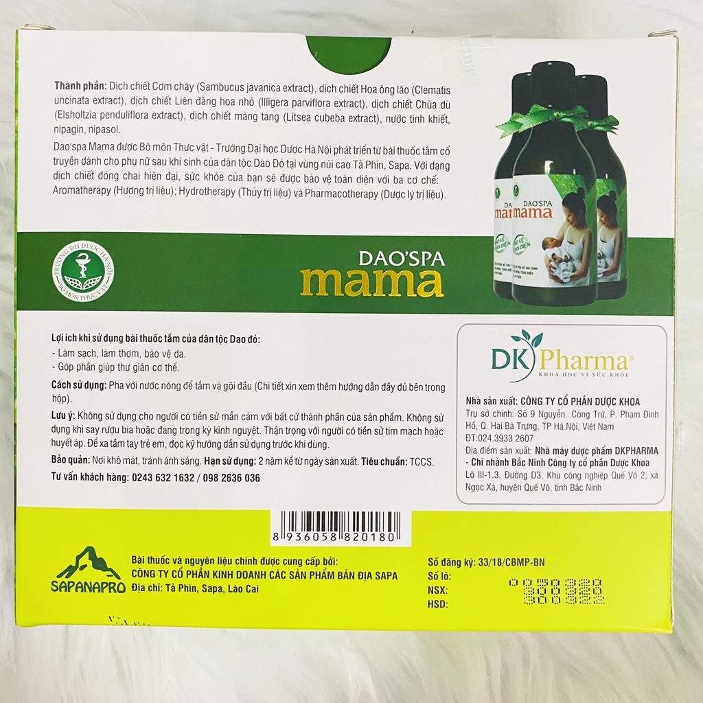 [GIÁ TỐT] Combo 3 chai Nước tắm Dao Spa Mama