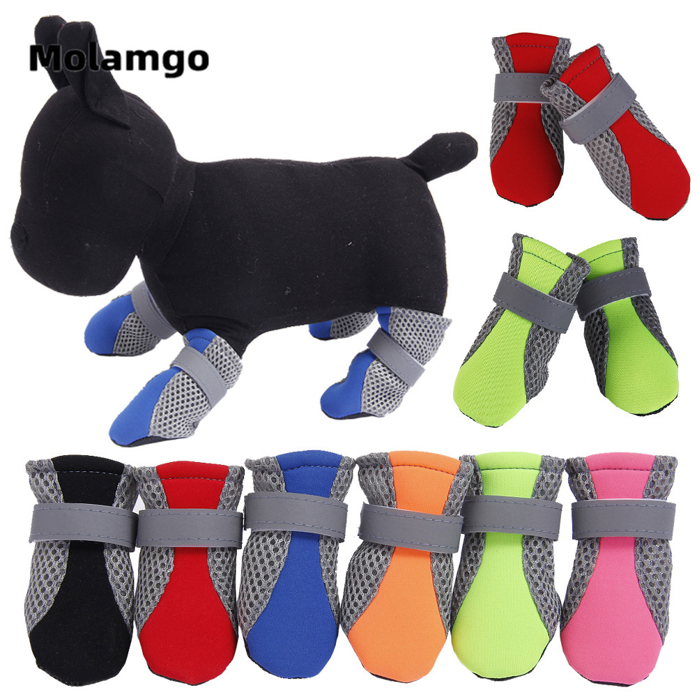 Set 4 chiếc giày vải lưới đáng yêu thoáng khí bảo vệ bàn chân cún cưng