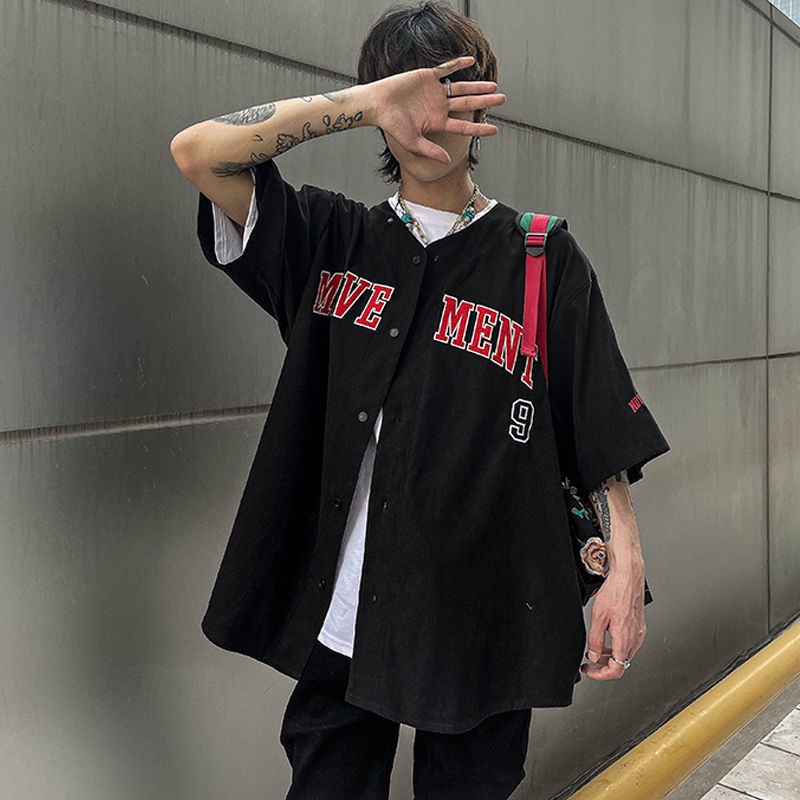 Áo Thun Bóng Chày Tay Ngắn Dáng Rộng Phong Cách Hip Hop Thời Trang Mùa Hè Cho Nam