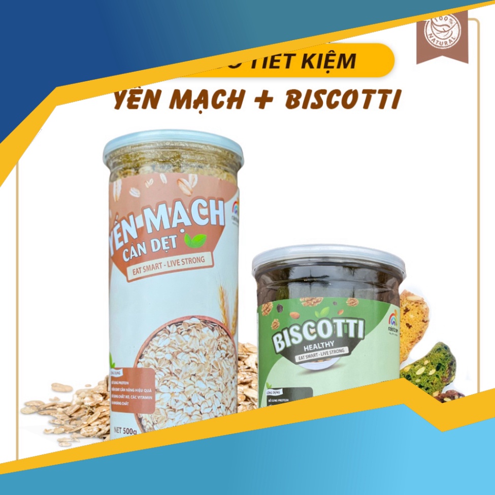 HOT! HOT! Combo Yến Mạch Cán Dẹt Và Biscotti RAINBOW - Bữa Sáng DInh Dưỡng Tiện Lợi phù hợp giảm cân ăn kiêng