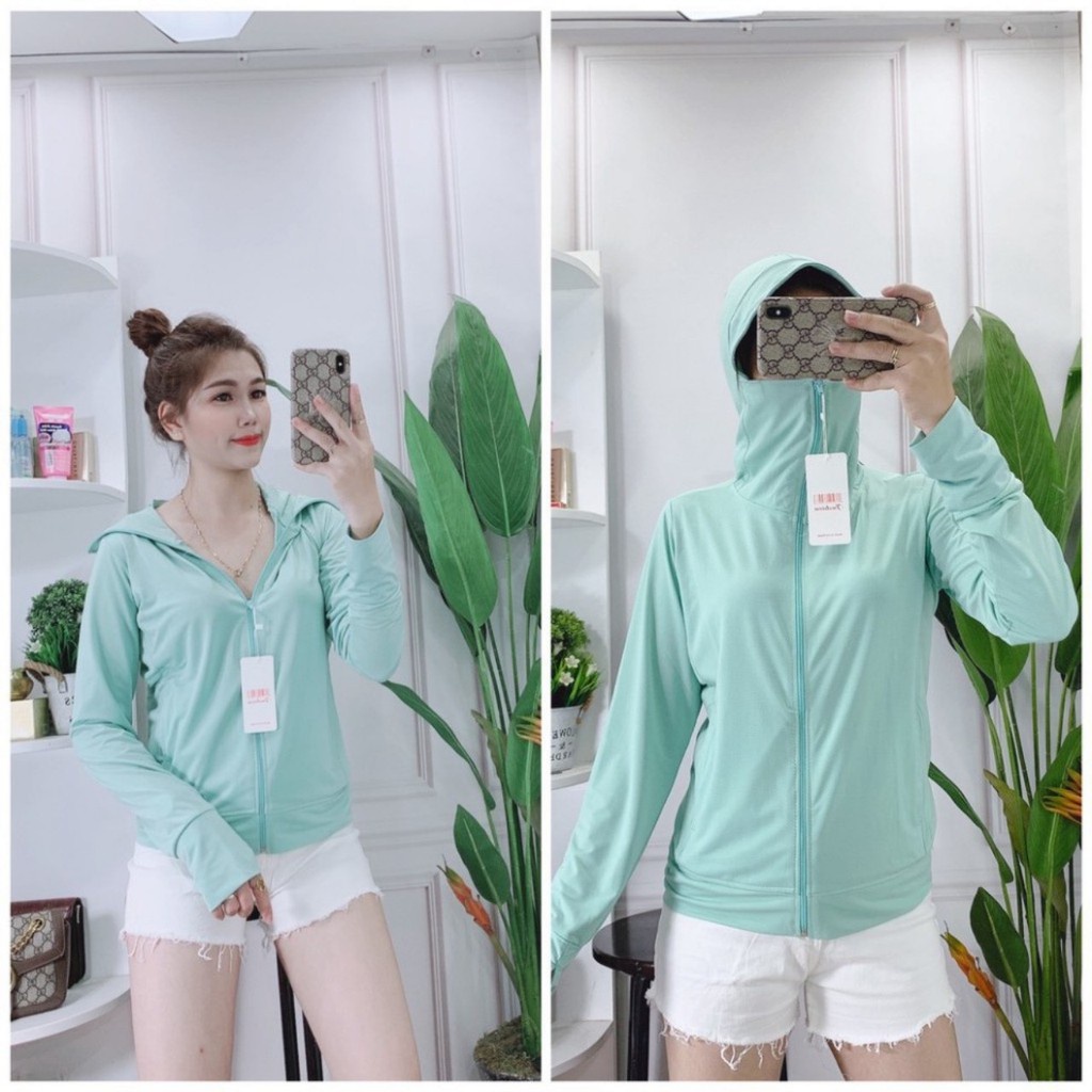 Áo Nắng Nữ 2 Lớp Chống Tia UV Vải Thun Lạnh Thông Hơi Thời Trang Cao Cấp Khoá Kéo - Áo Chống Nắng Nữ Ngắn