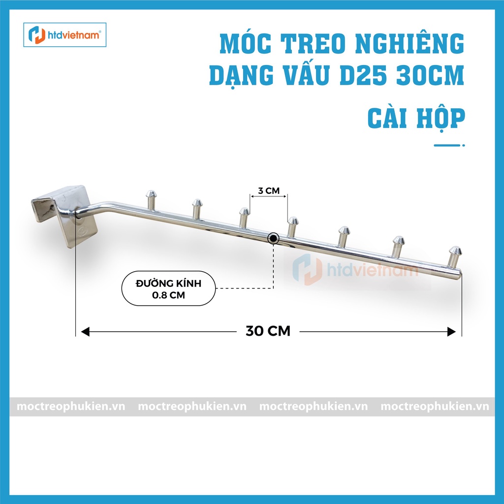 ( Hàng YON chất lượng cao ) Móc bi cài hộp inox 15*30mm treo quần áo shop thời trang