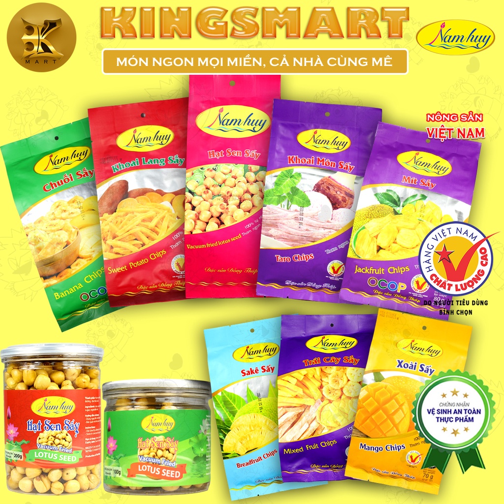 02 Gói Trái cây sấy 250G NAM HUY thơm ngon giòn xốp, không đường
