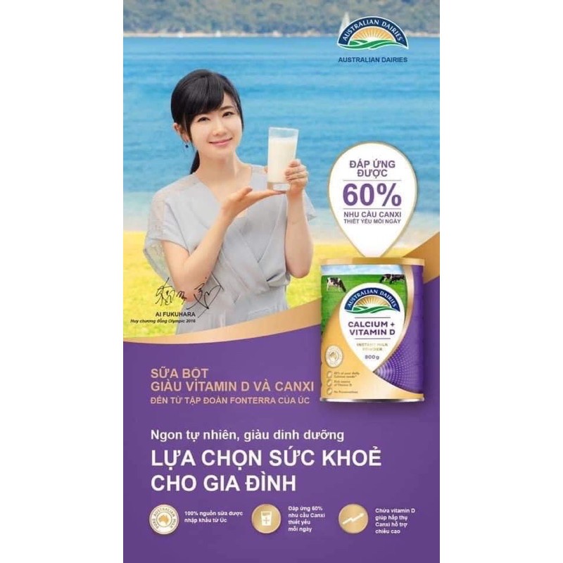 (Mẫu mới date 3/2022) Sữa Whole milk Canxi và vitamin D Úc dạng lon 800g