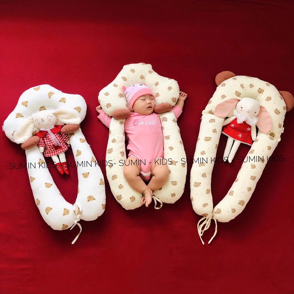 Gối ôm cho bé, gối chữ u cho bé sơ sinh hình Nấm SUMIN