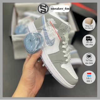 Giày thể thao SNEAKER 4M JD xám bạc vạch xanh, giày thể thao jd xám xanh màu mới nam nữ