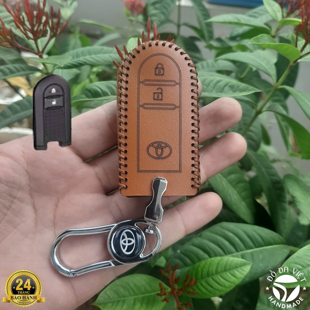 Bao Da Chìa Khóa Ô tô Toyota Rush, Wigo 20-21, Da Bò Nhập Khẩu ITALIA, Khắc Tên, Số ĐT Chủ xe