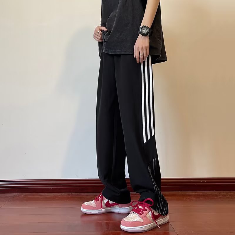 Quần ống rộng Họa Tiết Kẻ Sọc Phong Cách Hàn Quốc Thời Trang Cho Nam Size M-3XL