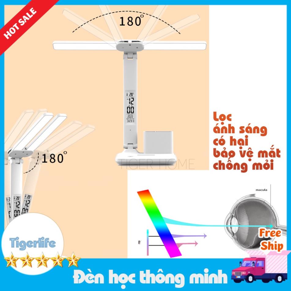 Đèn học tích điện, Đèn bàn học chống cận, tích hợp màn hình LCD -  Pin 3200Mh bảo vệ thị lực an toàn cho mắt