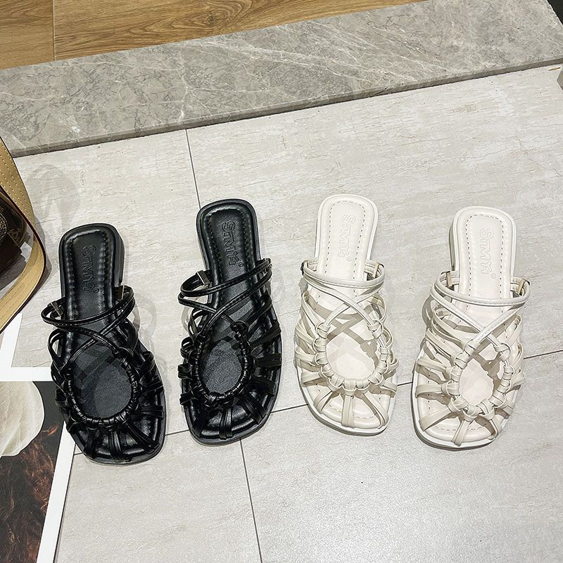 Sandal Đế Bằng Thiết Kế Mới Thời Trang Mùa Hè Theo Phong Cách Retro Cho Nữ