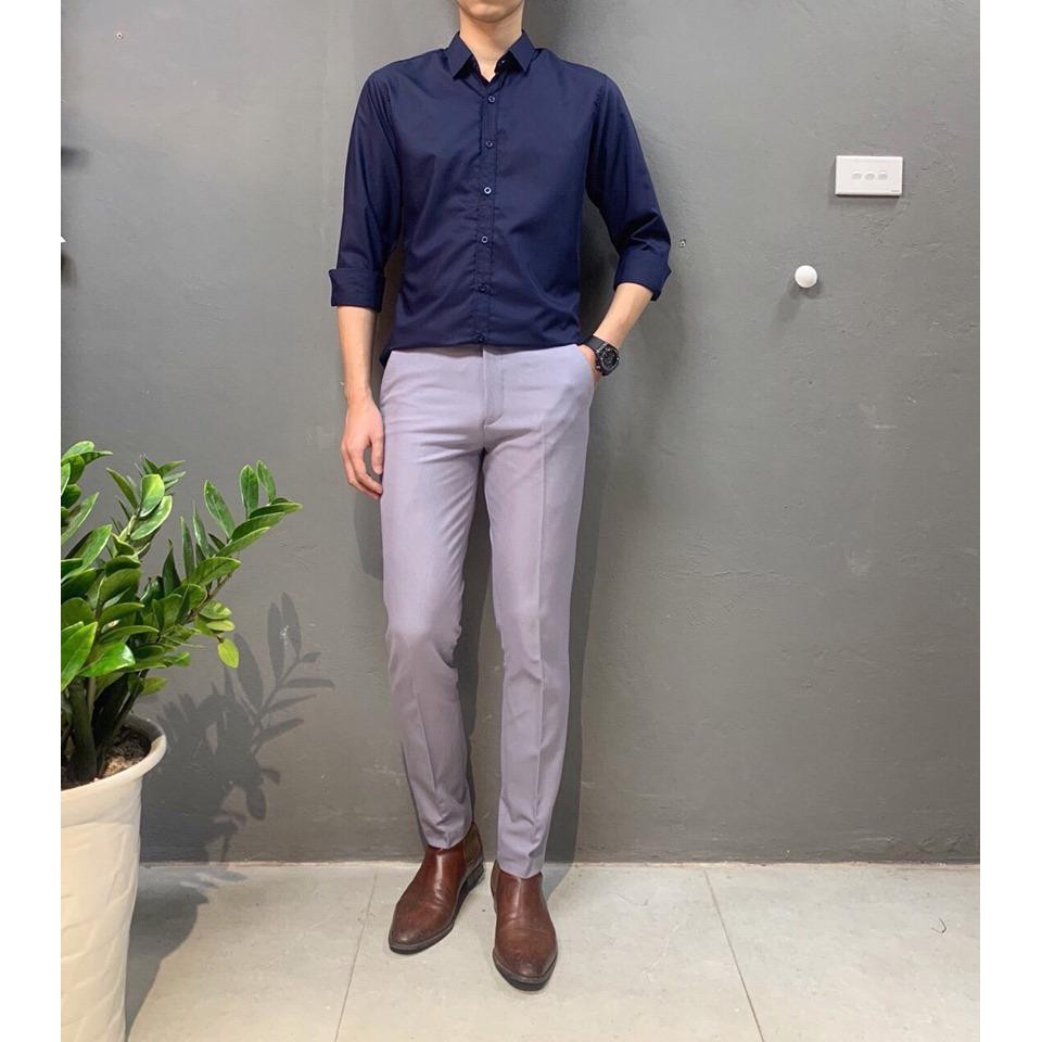 Combo Quần Âu Nam Ikemen Màu Đen, Áo Sơ Mi Nam Trắng Dài Tay Dáng Ôm Body | BigBuy360 - bigbuy360.vn